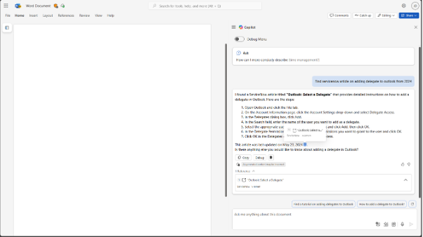 Graph connector content is available within Microsoft 365 Copilot in Microsoft Word