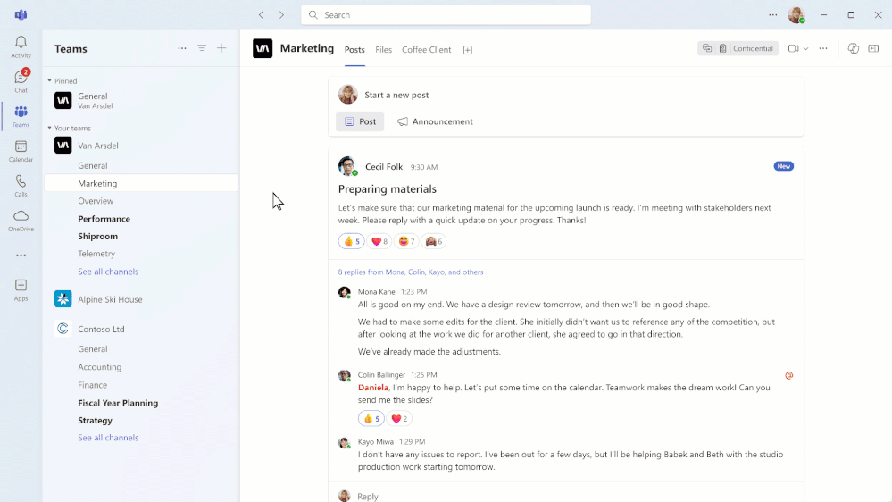 Gif demonstrating a Loop being edited within a Teams channel.