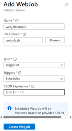 Create new WebJobs in Azure Portal